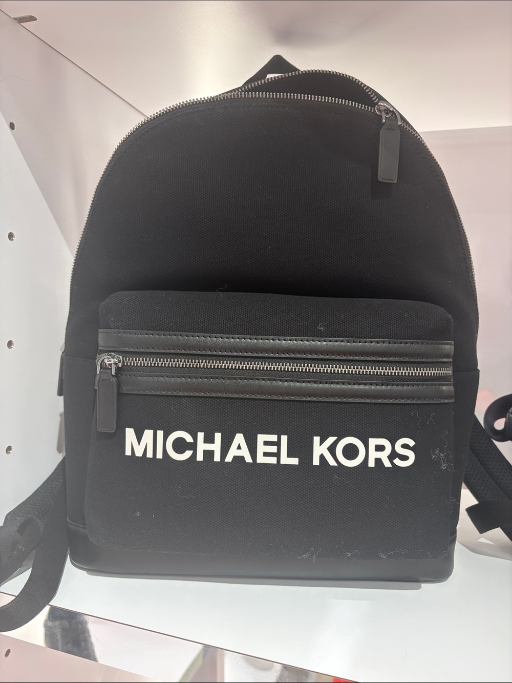 Michael Kors Cooper Canvas Backpack NWT two tone new with tag black